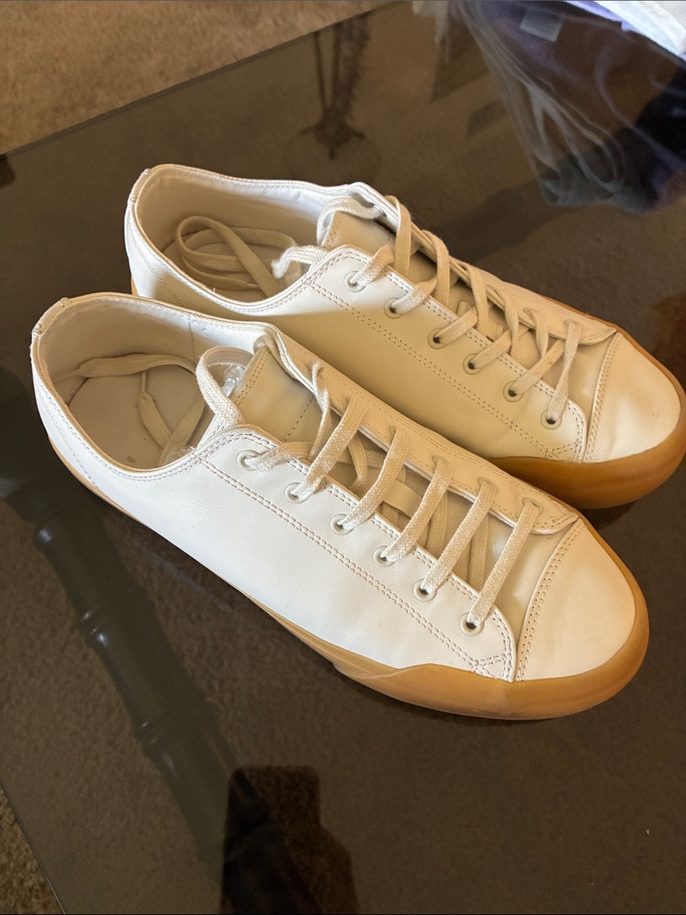ZARA White Leather Low-Top Sneakers with Gum Sole - Men's - Picture 6 of 11
